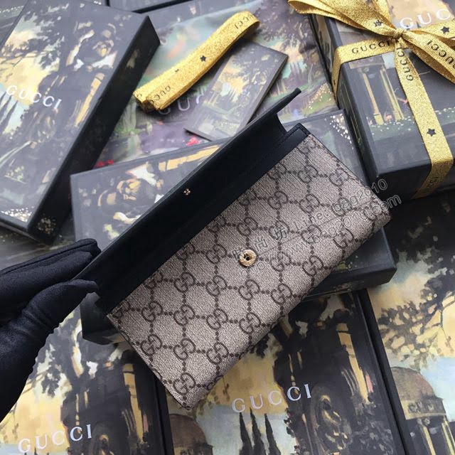 Gucci錢包 古馳新款二折皮夾 甩紋牛皮 Gucci翻蓋女錢包 400586大紅全皮  gdj1193